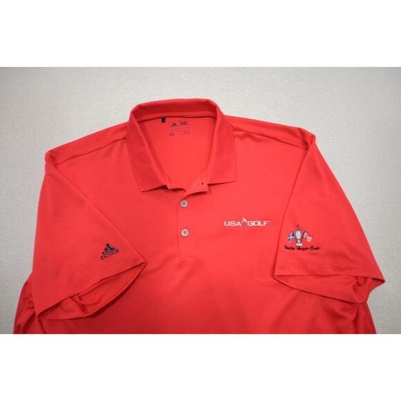 Adidas Golf Polo USA Golf Athletic Red Short Sleeve Shirt Mens Size XL - Picture 6 of 10